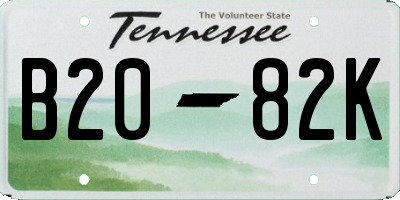 TN license plate B2082K