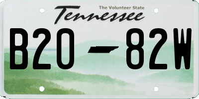 TN license plate B2082W
