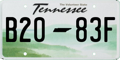TN license plate B2083F