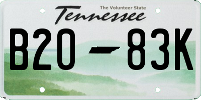 TN license plate B2083K