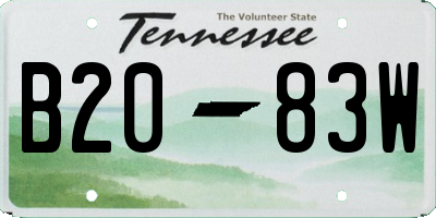 TN license plate B2083W