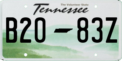 TN license plate B2083Z