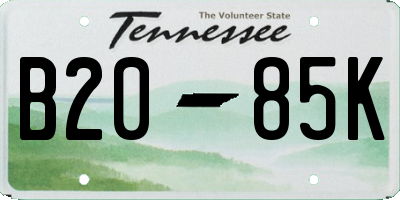 TN license plate B2085K