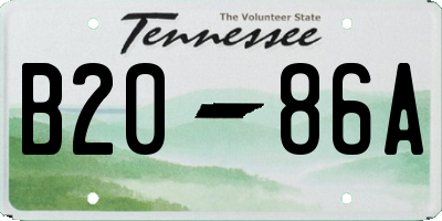 TN license plate B2086A