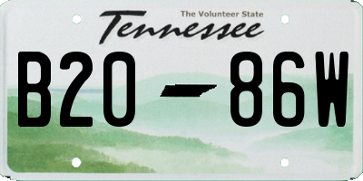 TN license plate B2086W