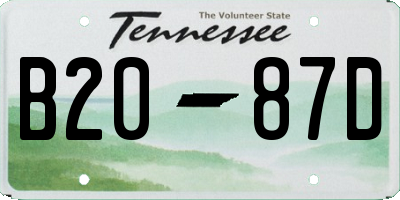 TN license plate B2087D