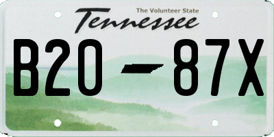TN license plate B2087X