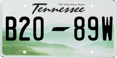 TN license plate B2089W