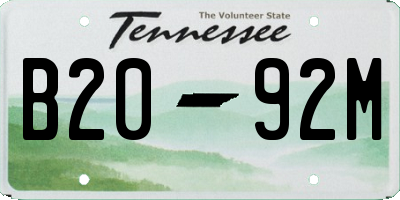 TN license plate B2092M