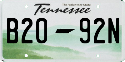 TN license plate B2092N
