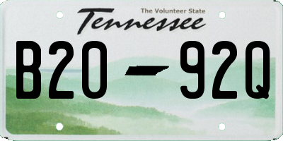 TN license plate B2092Q