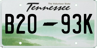 TN license plate B2093K