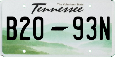 TN license plate B2093N