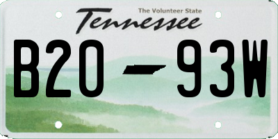 TN license plate B2093W