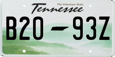 TN license plate B2093Z