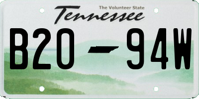 TN license plate B2094W