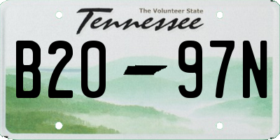 TN license plate B2097N