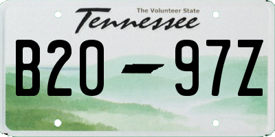 TN license plate B2097Z