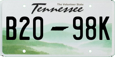 TN license plate B2098K