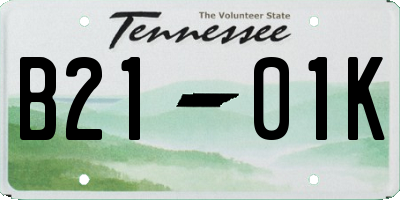 TN license plate B2101K