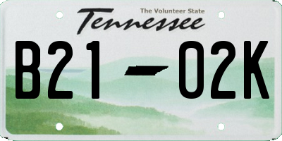 TN license plate B2102K