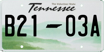 TN license plate B2103A