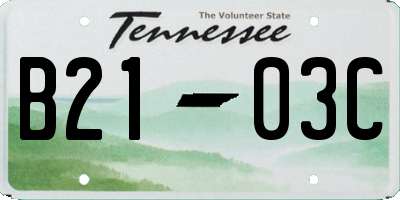 TN license plate B2103C