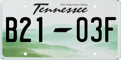 TN license plate B2103F