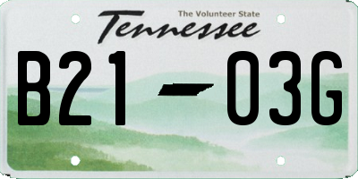 TN license plate B2103G