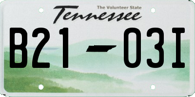 TN license plate B2103I