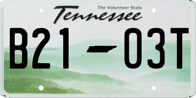 TN license plate B2103T