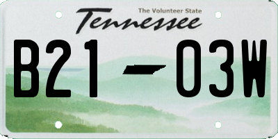 TN license plate B2103W