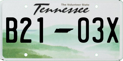 TN license plate B2103X