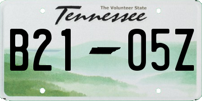 TN license plate B2105Z