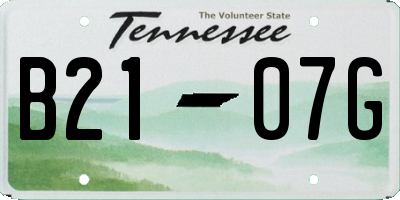 TN license plate B2107G