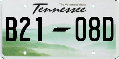 TN license plate B2108D