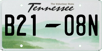TN license plate B2108N