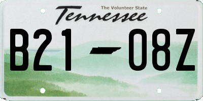 TN license plate B2108Z