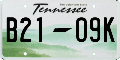 TN license plate B2109K