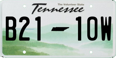 TN license plate B2110W