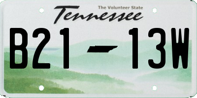 TN license plate B2113W