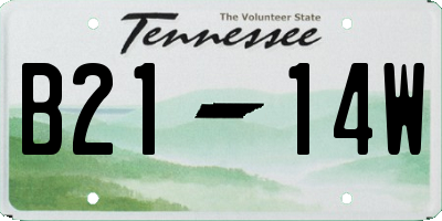 TN license plate B2114W