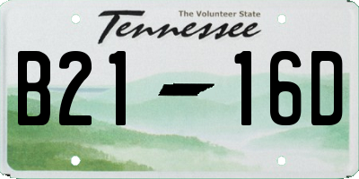 TN license plate B2116D