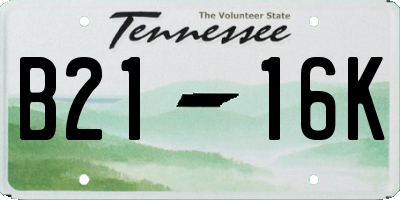 TN license plate B2116K