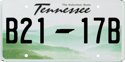 TN license plate B2117B