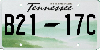 TN license plate B2117C
