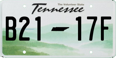 TN license plate B2117F