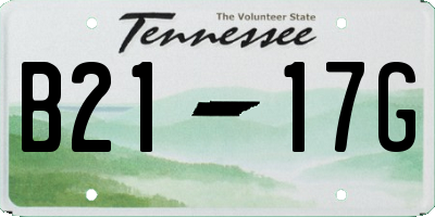 TN license plate B2117G