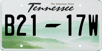 TN license plate B2117W