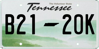 TN license plate B2120K